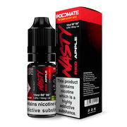 Nasty Podmate Red Apple Nic Salt Vape Juice – sleek 10 ml bottle featuring a crisp red apple flavor with smooth nicotine salts, designed for pod-system vaping and convenient dropper-filling.